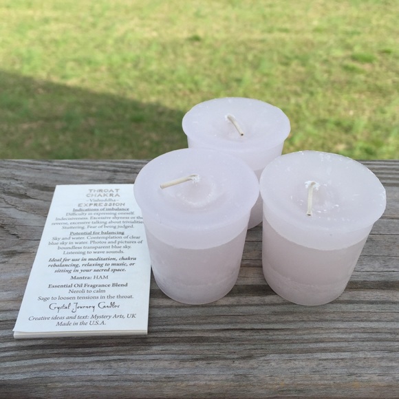 Throat Chakra Expression Meditation Candle 4 pack Crystal Journey Candles - Picture 6 of 8